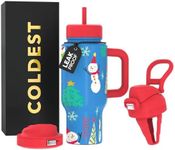 Coldest Tumbler with Handle & Coffee Lid - 100% Spill Proof Tumbler (3 Lids) - Stainless Steel Insulated Leakproof Tumblers for Women & Men - Cup Holder Friendly - 24 oz (Mr. Snowie)