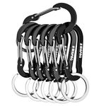 WAPAG Carabiner Clip, 2 inch Small Carabiner, Aluminum Mini Carabiner for Keys, Small Items, Daily Life, Camping, Hiking, Running (7Black)