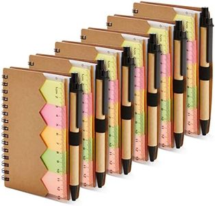 Juvale 6 Pack Pocket Notebook with Pen - Small Spiral Steno Notepads Bulk with Sticky Tabs and Ruler - Kraft Paper Cover (4 x 5.5 In)