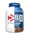 Dymatize Nutrition Elite 100% Whey Protein | Whey Protein Powder | Muscle Recovery | 25g Protein, 5.5g BCAA | Fast-Absorbing Protein | Gluten-Free | Blend with BCAAs & Glutamine | Rich Chocolate | 5 Lbs
