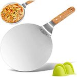 Pizza Lifter, KSENDALO 10" Pizza Peel with Wooden Handle, Stainless Pizza Spatula, Pizza Pie Cake Server Tray for Baking Homemade Pizza