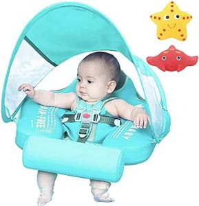 Mambobaby Float Non Inflatable Smart Swim Trainer Newest Size Improved Add Tail Never Flip Over UPF 50+ Sun Canopy Baby Swim Float Mambo Baby Float Solid Swimming Ring Infant Pool Float