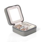 Vlando Small Portable Travel Jewelry Box, Gift for Weding & Party Participants (Grey)