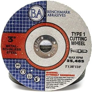 Benchmark Abrasives 3" Type 1 Aluminum Oxide Thin Cut Off Wheel, 0.040" Thick 3/8" Arbor, Metal Cutting Grinding Wheel for Stainless Steel, Cast Iron, Titanium, Nickel, Die Grinder Discs - 1000 Pack