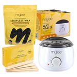 Mylee Professional Waxing Kit with Wax Heater, Hard Wax Beads 500g, Spatulas - Stripless Depilatory Waxing Pellets Solid Film Beans No Strip Needed (Charcoal & Green Tea)