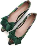 TN TANGNEST Women Fashion Bowknot Flats Comfort Pointed Toe Dress Shoes, Camouflage Green, 8