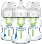 Dr. Brown's Options+ Wide-Neck Glass Baby Bottles, 5 Ounce, 3 Count, Clear, 0.31 Pound