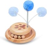 Euscmaic Interactive Bamboo Cat Toy with 2 Layers Track 3 Moving Balls and 1 Bell Ball Sturdy Wooden kitten Toy for Indoor Cats to Healthy Exercise and Creative Fun Cat Toy for Interactive Playtime