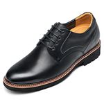 CHAMARIPA Elevator Shoes for Men Height Increasing Dress Shoes Leather Wing-Tip Oxford in Black 3.15 Inches, 8 UK