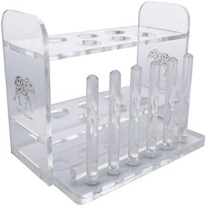 Aquarium Test Tube Holder, Rack, with 6 Holes and 6 Drying Poles, customised for use with Aquarium Test Tubes Including API Test Tubes, by Tililly Concepts