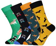 Men's Colorful Various Dogs Pattern Dress Socks Funny and Novelty Cotton Casual Crew Socks