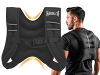 Handler Durable Body Weighted Vest for Men & Women, 2.5 Kg / 5 Kg / 7.5 Kg / 10 Kg Weight Vest with Reflective Stripe for Workout | Gym Equipment | Fitness jacket| Workout Equipment, Muscle Building | Military Equipment | Weight Loss, Weightlifting, Adjustable Vest Belt (Black, 7.5 Kg)