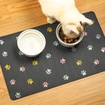 Yetstock Absorben Pet Feeding Mat for Dog and Cat Paw Dark Gray, 12x19 Inches