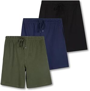 3 Pack: Men's Big and Tall Cotton Jersey Knit Shorts Sleep Bottoms Sleepwear PJ Pijama Para Hombres Drawstring Waistband Pockets Modal Button Fly Essentials Lounge Pajama PJ - Set 4, 4X
