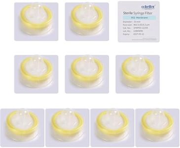 COBETTER 10 Pack Syringe Filter PES Hydrophilic Filtration Sterile Lab Filters 0.22μm Pore Size 33mm Membrane Diameter Individually Packed, Yellow