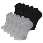 Closemate 10 Pairs Ankle Sport Socks for Men Women Cotton Low Cut Trainer Short Socks (5 Black 5 Grey, Size L)