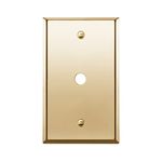 ENERLITES 0.406" Diameter Hole Phone Cable Metal Wall Plate, Stainless Steel Corrosion Resistant, Size 1-Gang 4.50" x 2.76", Stainless Steel 201, 7741-PB, Polished Brass, Gold