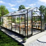 AMERLIFE 8x18x7FT Polycarbonate Greenhouse, Walk in Greenhouse with Quick-Connect System, Green House with 4 Windows and Swing Lockable Door, Greenhouses for Outdoors, Sunroom Black