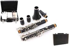 Yinfente Professional Clarinet Ebonite Wood A Key Flat Clarinet 2 Barrels With Case Cloth Reed Accessories (A-key)