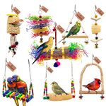 GREENBIRDS 8 Pack Bird Colorful Chewing Toys Perchs, Swings, Ring, Parrot Foraging Shredder Toys for Bird & Parrot Parakeets, Conures, Cockatiel, Lovebird