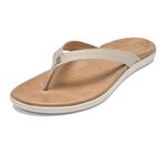 OluKai Honu Women's Beach Sandal, Soft & Comfortable Full-Grain Leather, Easy Slip-On Design for Everyday Fashion, Casual & Modern Style, Tapa/Golden Sand, 7