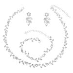 DIVINA VITAE 4 Pcs Crystal Rhinestone Wedding Set for Women Silver Wedding Necklace and Earring Set Bridal Bridesmaid Prom Costume Formal Jewelry Sets Accessories