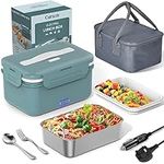 Carsolt Electric Lunch Box Adults with Insulated Lunch Bag, 100W Quick Heating Food, Thermal Lunchbox with 1.8L 304 SS Container, Spoon and Fork, Ideal Gifts for Car Truck Drivers