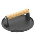 QWORK® Burger Press Cast Iron, Burger Smasher Press, Wooden Handle, 17.5cm