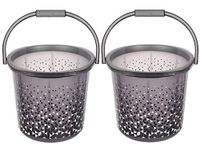 Kuber Industries Multiuses Tinted Print Plastic Bucket with Handle, 18 litre Pack of 2 (Black)-46KM0335, Standard