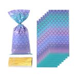 GAKA 50 Pack Mermaid Cello Candy Bags/cellophane Treat Bags/Gift Candy Bags for formermaid Themed Party Kids Supplies(4.9in x 10.8in)