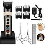 kiizon Dog Grooming Clippers 3-Speed Professional Rechargeable Cordless Electric Pet Clippers&Hair Trimmer Tool Kit/Set Thick Coats Dogs/Cats/Horses LED Screen Indication Intelligent Protection