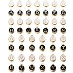 Jiali Q 52pcs Black & White Initial Alphabet Charms A-Z Letter Charms Pendant Loose Beads Set for Jewelry Making