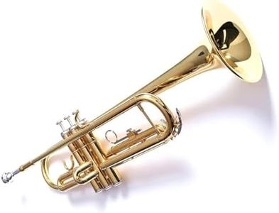 Rmze Professional Bb Trumpet Set – Gold Trumpet-2415 with Hard Case, 7C Mouthpiece, Valve Oil – Ideal for Students & Band Performances – Musical Instrument