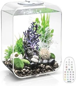 biOrb Life 15 Acrylic 4-Gallon Aquarium with Multi-Color Remote-Controlled LED Lights Modern Compact Tank for Tabletop or Desktop Display, Transparent