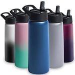 Triple-Insulated Stainless Steel Water Bottle with Straw Lid - Flip-Top Lid - Wide-Mouth Cap (25 oz) Insulated Water Bottles, Keeps Hot and Cold - Sports Canteen Water Bottle