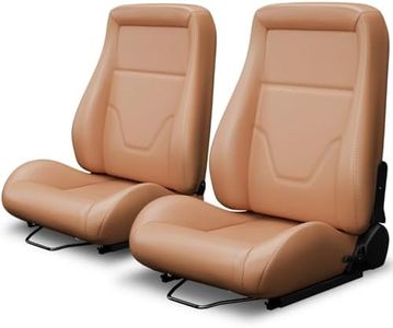 2 Pcs Universal Bucket Racing Seats, PVC Leather Adjustable Car Seats with Dual Sliders (OBS Style Brown)