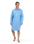 Champion Mens Brushed Cotton Striped Nightshirt Sleepwear Dark Blue L