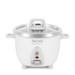 Aroma ARC-753SG 3-Cup Uncooked, 6-Cup Cooked, Simply Stainless Rice Cooker, White