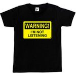 Fancy A Snuggle Warning I'm Not Listening Kids Boys/Girls T-Shirt Black 12-14 Year Old