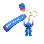 Funwaretech Cute Keychain for Women, Cartoon Stitch Keyring 3D Anime Kawaii Keychain Funny Gift,Middle