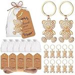 wxfdac 24 small bear design keychain and keyring, suitable for baby showers, weddings, party gifts, souvenirs or decorations, with labels and silk bags, 1, 1