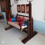 Royal Ambience Swing With Stand (Iron Chain) | Free Standing Wooden Jhula Buji - 63 Inch, 160 Cm, 61 Inch