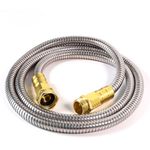 Holldoor Short Metal Garden Hose 5 ft – 304 Stainless Steel Water Hose with 3/4’’ Brass Fitting, Garden Hoses Flexible, Lightweight, No Kink, Heavy Duty for Outdoor (5 ft)