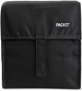 PACKIT Freezable Insulated Lunch Bag - Foldable and Reusable Design with Built-In EcoFreeze Gel Technology | Keeps Contents Cool for Up to 10 Hours | Zip & Velcro Closure, Leak-Proof, BPA-Free | Black