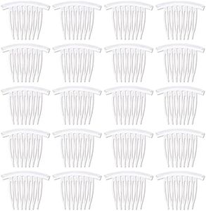 Lawie 20 Pack 4 Inch Clear White Plastic Hair Side Comb With Long Teeth Hairpins Grips Barrettes Clamps Bows for Women Bridal Wedding Veil Decorative Headpiece French Twist Updo Bun Accessories
