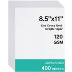 Sabary 400 Sheets Dot Cross Grid Graph Paper 8.5 x 11 Inches Letter Size Grid Paper Unpunched Refills Graph Paper Large Grid for Planning Bullet Journaling Thick Paper Smooth, White (Trendy Style)