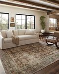 Magnolia Home by Joanna Gaines x Loloi Sinclair SIN-01 Collection Machine Washable Rust/Lagoon 7'-6" x 9'-6" Area Rug