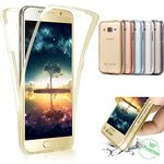 Galaxy Grand Prime Case,ikasus [Full-Body 360 Coverage Protective] Crystal Clear 2in1 Scratch-Resistant Front Back Full Coverage Soft Clear TPU Silicone Rubber Case for Galaxy Grand Prime G530,Gold