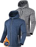 Liberty Imports Mens Zip Up Hoodies, Fleece Thermal Tech Jackets, Lightweight Running Sweatshirts with Zipper Pockets, 2-pack: Gray / Navy, Medium