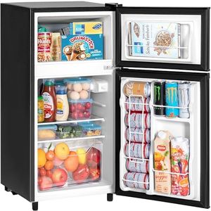 Tehanld 3.5 Cu.Ft Mini Fridge with Freezer, Double Door Small Refrigerator, Energy Saving & Low Noise, Adjustable Thermostat, Mini Fridge for Bedroom, Office, Dorm and Apartment, Black